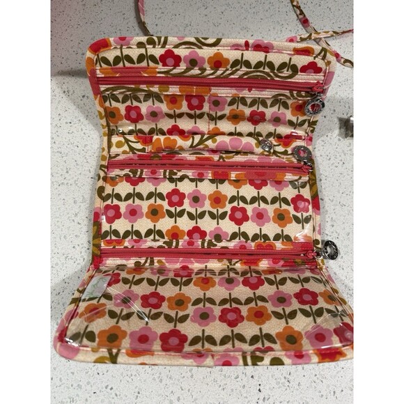 Folkloric Vera Bradley Travel Bag 2011 Retired Envelope Design Zippers Ties EUC - Picture 2 of 9